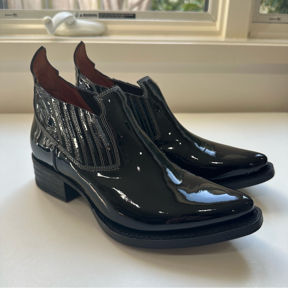 Acne Studios Black Patent Leather Gabby Booties